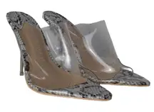 MACKIN J Clear Heels Point Toe Transparent Mule Open Toe Slip On Stiletto