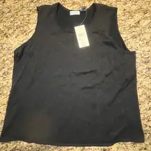 NWT Laura Ashley Tank Women's Top 2X Black Glitter Sparkle Sleeveless‎ Stretch