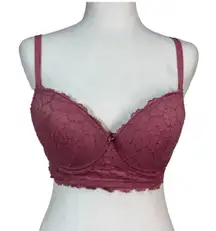 Laura Ashley Push-Up Underwire Bra 36C All Over Lace Dusty Rose