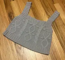 Kendall + Kylie Grey Cable Knit Crop Top Tank Sweater Size M