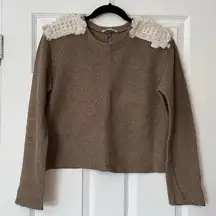 ZARA  Trafaluc Pearl Epaulette Sweater - Size M