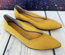 Rothy’s The Point Women Sz 5 Yellow Knit Slip On Ballet Flat Office Casual Teen