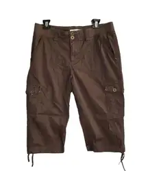 Lee Natural Fit Brown Stretch Cargo Bermuda Shorts Women 12