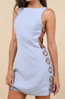 NWT Lulus Decidedly Summery Light Blue Cutout Sleeveless O-Ring Dress Medium