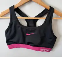 Nike Pro Dri-FIT Sports‎ Bra Black Pink Activewear Workout Medium M