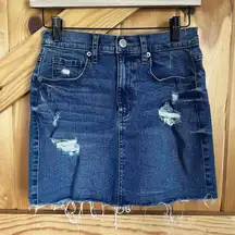 Aeropostale Woman's High‎ Rise Mini Denim Skirt Size 2 Frayed Hem 5 Pockets
