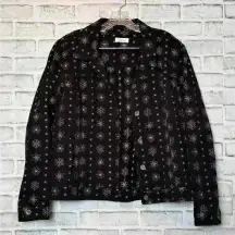 Vintage CHRISTOPHER & BANKS Women's Black XL Embroidered Snowflake Jacket‎