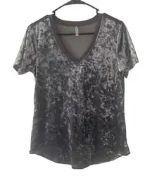Z Supply Size Small‎ Grey Velvet Crush Whimsygoth Fairy Grunge Short Sleeve Top