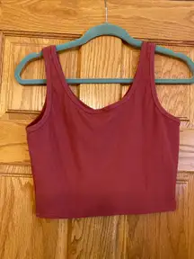 Womens Fitted Stretch Sleeveless Everyday Tank Top Casual M Ribbed Red Cropped