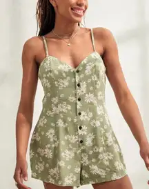 Urban Outfitters Archive Green Floral Maddison‎ Mini Playsuit Romper
