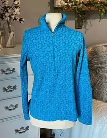 Columbia  Blue Pullover Cozy Comfy Fleece Zip Neck Womens Small Long Sleeve