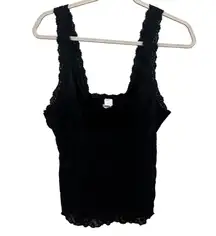 Hanky Panky Black Lace Camisole Tank Top Size XL Y2K Stretch