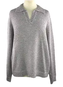 St Johns Bay XL Sweater Collared V-Neck Long Sleeve Knit Pullover Lilac Purple