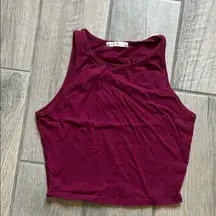 Active Basic Red Asymmetrical Crop Tank Top