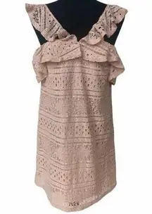 Listicle  Dress Pink Mauve Crochet Lace Sleeveless Ruffle Trim NWT Women's Small