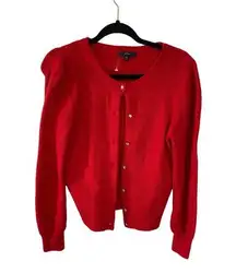 J crew red merino wool alpaca ribbed cardigan with jeweled buttons size XS