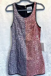 One Teaspoon Sequin Racerback Mini Dress In Bronze/Silver Size XXS NWT Scarface