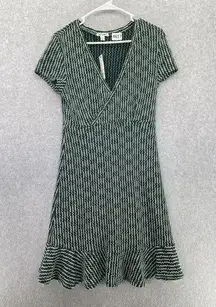 Mi Ami Women's Dress Surplice Dark Green Short Sleeve Size Large Knit Lined