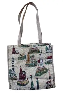 VTG 90s Lighthouse Carpet  Tapestry Bag With Coin Purse