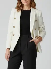 Venus Blazer Tweed Double Breasted Cutaway Off White M Office Party Luxe Classic