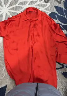 Zara red satin tshirt dress 