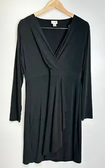 Jaclyn Smith Collection Wrap Dress Womens Black Size Large Midi