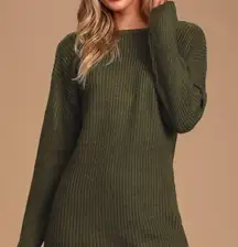 Lulus Bringing Sexy Back Olive Green Backless Sweater Dress