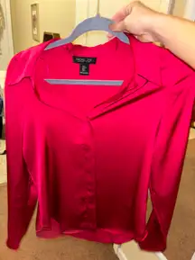 Hot Pink Satin Blouse