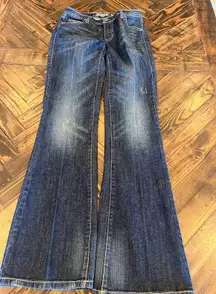 Wrangler Rock 47 Western Cowgirl Embellished Jeans Women 28x34 Y2K Low Rise Boot