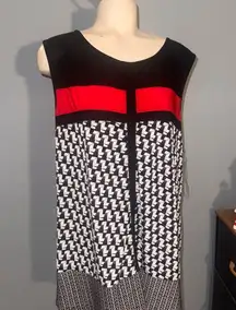 Roz & Ali Elegant Black and red patterned blouse top tank woman’s size XL