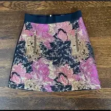 Jayson Brunsdon Gold and Purple Metallic Brocade Skirt with Black Back Size 8