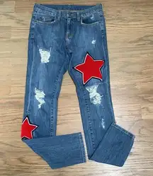 Carmar Los Angeles Jeans Distressed with Star Patches Waist 28