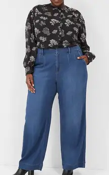 Lane Bryant Mid Rise Classic Fit Wide Leg Viscose Lyocel Long Tall Trouser Jeans