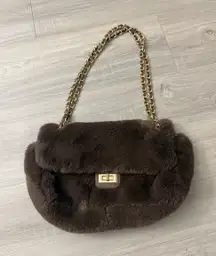 House of Harlow chocolate brown fluffy purse