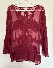 Saint tropez west lace sheer top sz L