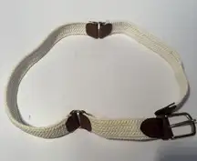 Cream Weave‎ Braided Cotton Belt Faux Leather Gold M