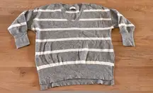 Abercrombie & Fitch  women's oversized vneck gray and white striped sweater small