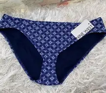 New Women’s Nine West Low Rise Scoop Bikini Swimwear Bottoms Diamond Tile Print