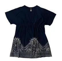 Swimsuits For All Women's Navy & Silver V-Neck Dress w/ Details Cover-up Size 26