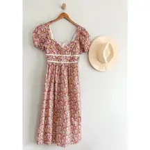 For Love And Lemons | NWT | Margaret Midi Dress | Floral Cottagecore | Sz S