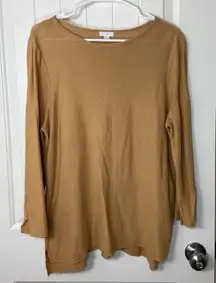 EUC J.‎ Jill women’s tan linen blend 3/4 sleeve lengthy tall top blouse large