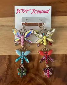 Love Fest Butterfly Linear Drop Multicolored Crystal Earrings