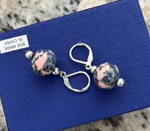 Vera Bradley retired silvertone drop Blue & white round clay Earrings