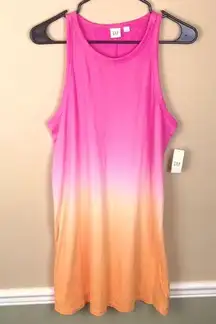 Gap NWT  Women’s Ombré Pink White Orange Tank Dress