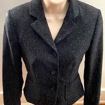 Sisley Y2K wool & silk blend gray marled blazer, size 38 or 4 preppy pockets