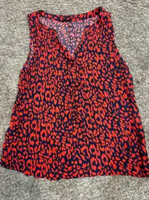 Red & Navy Leopard Print Blouse