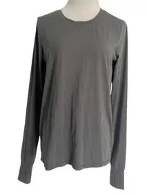 SPANX Size Medium Long Sleeve Shirt Top Thumb Holes Open Back Gray