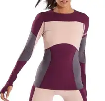 Gymshark Illusion Long Sleeve thumb holes Top color block purple pink medium