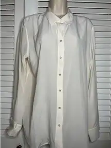 Everlane Silk Button Down Shirt Ivory Long Sleeve Classic Top Size 16 NWT