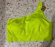 NWT VS Pink Sports Bra Seamless Lightly Lined Lime Green One Shoulder